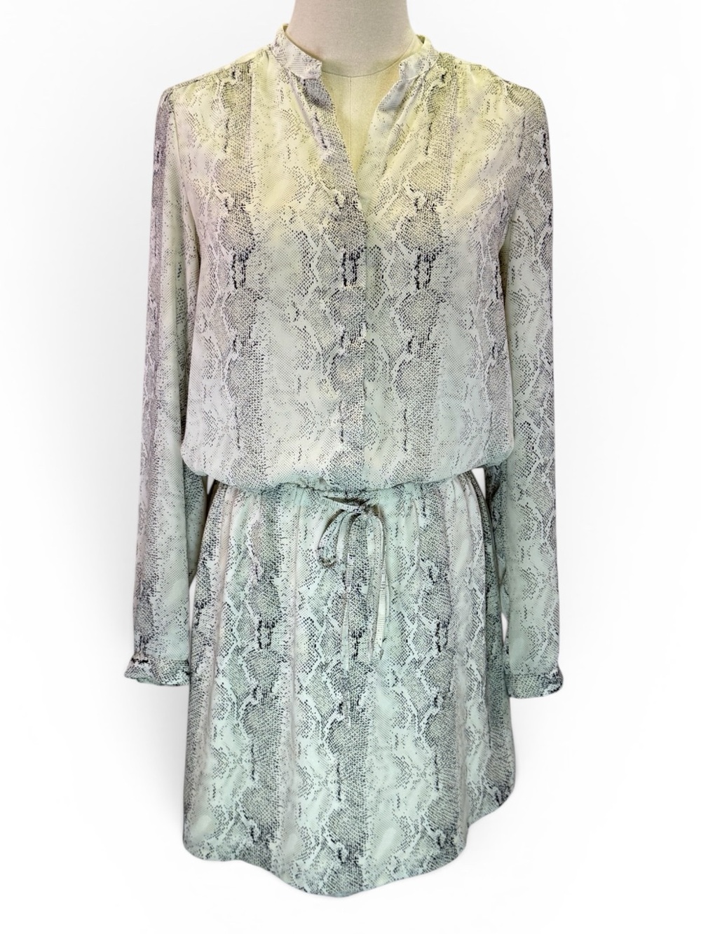 Hilary Radley Women Snakeskin Print Long Sleeve Tunic Dress Elastic Waist Size S